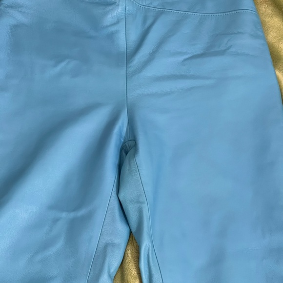 VINTAGE BLUE LEATHER ISABEL USA PANTS SLIGHT FLAIR LEGS W/SLITS. SIze 2 - Picture 10 of 14